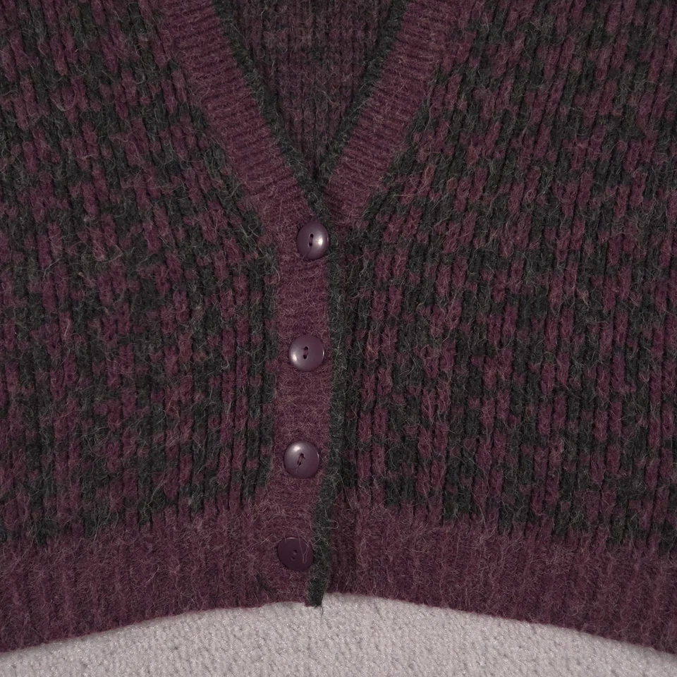Suéter Vintage Paris Sport Club Mujer Pequeño Púrpura Verde Cárdigan Cuello en V Años 90 Foto 4 de 4