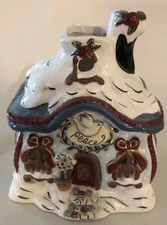 Blue Sky Clayworks Reindeerville Christmas PEACE Tea Light Holder House 2011