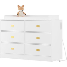 Pro Baby Dresser Changing Table 6 Drawers Anti-Tip Waterproof Safety Rails MDF