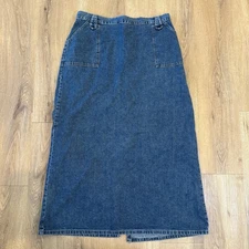 French Dressing Jean Skirt Denim Maxi Long 90s Style Size 14 Back Slit