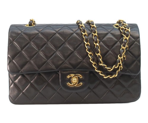 CHANEL A01112 Lamb W Flap Matelassé 25 Shoulder bag Black / Gold Hardware