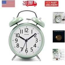 Classic 4.5" Twin Bell Alarm Clock for Heavy Sleepers – Non-Ticking and Stylish