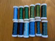 Sulky Thread 40 Wt Rayon Blues & Greens -- 12 Partial Spools lot