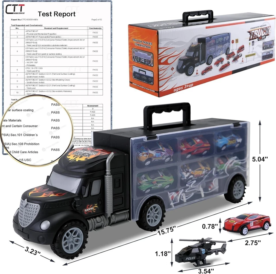 Toddler Toys for 3-4 Old Boys,Large Transport Cars Carrier Set Truck Toys wi... - Image 3 of 4