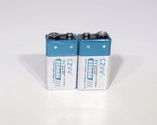NEW Rechargeable 9V Batteries High Performance Lithium-Ion Battery 2 Pack 850mah