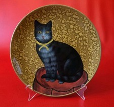 VINTAGE Raymond Waites Decorative Cat Plate Toyo Trading Co Black Cat 10"D 1980s