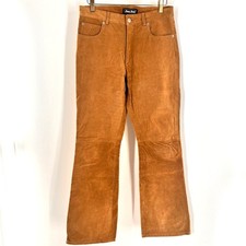 vintage 2000's women's tan suede pants mid rise bootcut leather fully lined 7/8