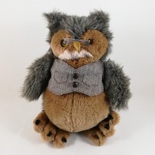 Wise Old Owl with Glasses Vest Stuffed Animal Plush Toy Dakin 1986 14 Inch