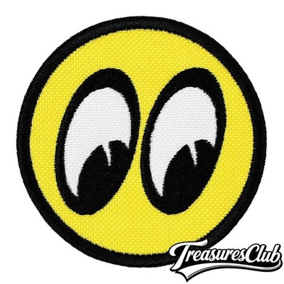 Googly Eyes Embroidered Patch Yellow/Black Iron-On Sew-On Hat Jacket 3x3 Inches