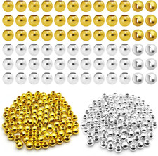 200 Pcs 8Mm round Metal Beads Spacers - Smooth Loose Ball Beads for Stackable