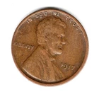 1917 S Lincoln Wheat Cent Penny  Fine 1c One Cent US Coin