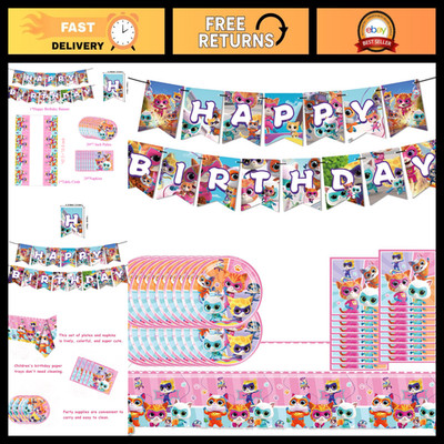 Cat-Themed Birthday Party Supplies - 41pcs Tableware Set with Banner, Plates, Na
