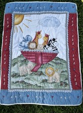 VTG Noah's Ark Baby Crib Comforter Blanket NoJo Cotton Nursery Unisex Animals