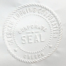 GRESHAM LOGGING CORPORATION CORPORATE SEAL OREGON EMBOSSED PAPER SEAL PRESS