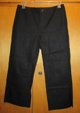 Liz Claiborne Audra Size 12 Mid-rise 100 Cotton Poplin Crop Pants Black NWOT