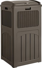 33 Gallon Outdoor Trash Can with Lid, Waterproof Resin Garbage Bin for Hideaway