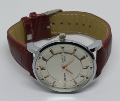 Strada Watch Mens with Reddish/Brown Faux Leather Strap Original