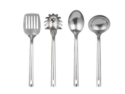 Mainstays Stainless Steel 4-Piece Kitchen Utensil Set, Spatula, Slotted Spoon  