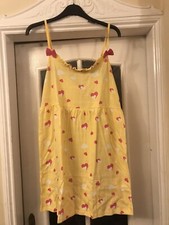 *BNWT* Size 10 Italian Mi-ami Yellow Cotton Heart Print Frill Trim Chemise