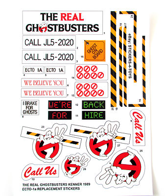 KENNER ECTO 1A THE REAL GHOSTBUSTERS ECTO-1A replacement Sticker set  'READ'