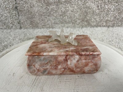 Trinket Jewelry Case Box Storage Square 4''x1.5'' Two Doves in Lid Multicolor