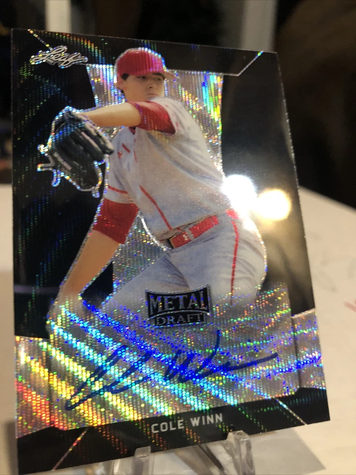 2018 Leaf Metal Draft Cole Winn Black Wave Prismatic Auto RC #3/7 No.BA-CW1 - Image 3 of 4