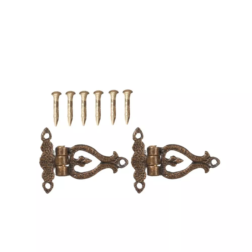 Dolls House Small Ornate T Hinges Antique Gold Miniature DIY