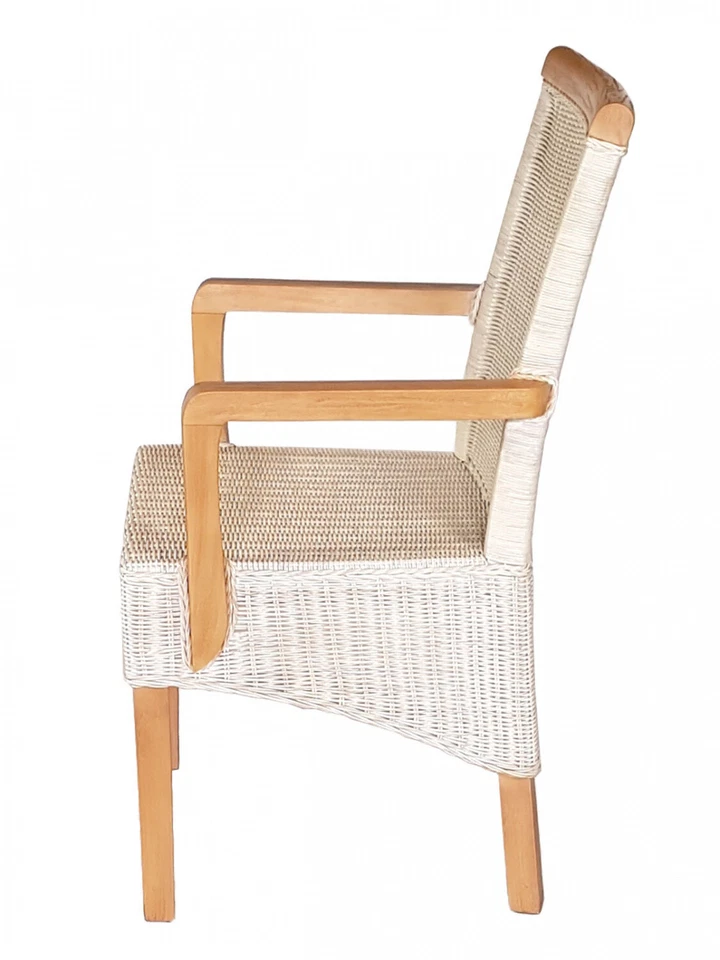 Rattanstühle mit Armlehnen Esszimmer Stühle Stuhl weiß Perth Sessel nachhaltig - Bild 4 von 4