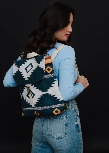 PANACHE APAPREL NAVY, WHITE & YELLOW AZTEC BACKPACK (WOVEN 414) BRAND NEW!! - Picture 4 of 7