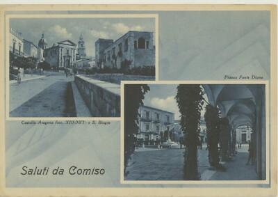 GREETINGS FROM COMISO -RAGUSA -ARAGONA CASTLE -PIAZZA FONT DIANA POSTCARD