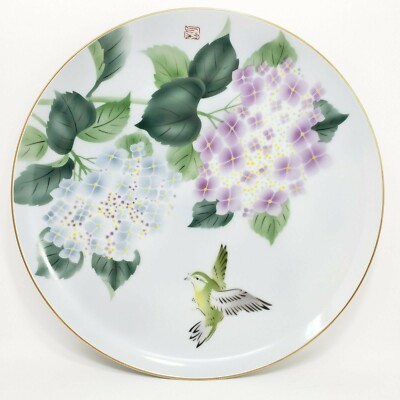 Antique Cobalt Blue Saki Cup With Gold Trim and Porcelain Flowers