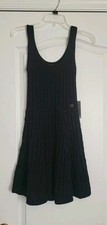 Express Womens Cable Knit Skater Dress Fit Flare Black  Size SP Small NWT 