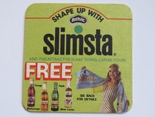 1985 Fun Beer Coaster ~ BRITVIC Slimsta Orange, Lemon, Apple ~ Scarf Towel Offer