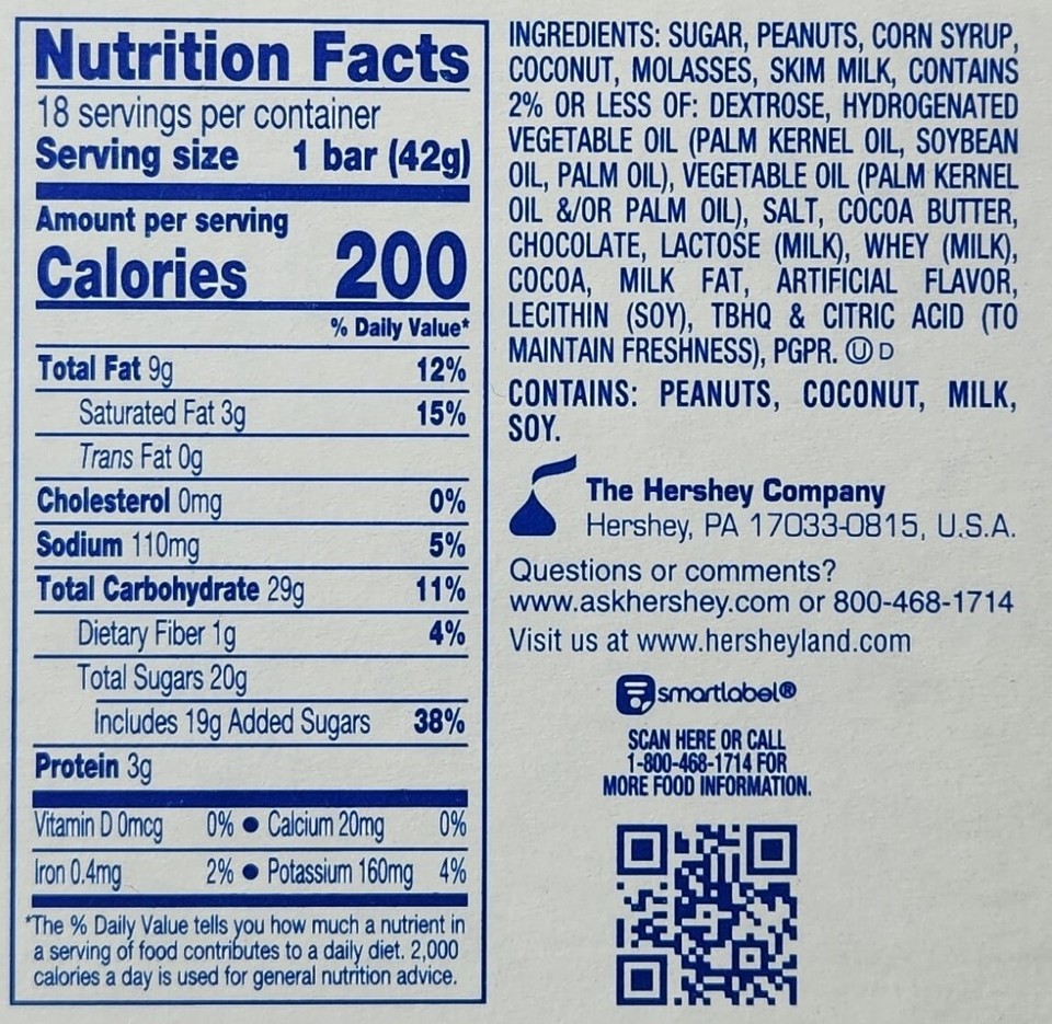 Hershey 6 Count ZAGNUT Candy Bars Peanut Butter & Toasted Coconut