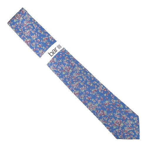 Bar III Men's Edgar Floral Tie Necktie Slim 2 3/4" Blue Silk Blend $55