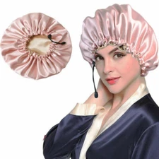 Women Shower Caps Double Waterproof Adjustable Reusable Protection Hair Bath Cap