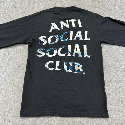 Anti Social Club Shirt Mens Small Black Long Sleeve Tonkotsu Wave