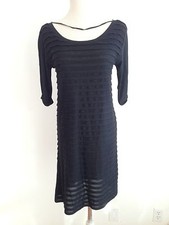 ZARA Basic Evening Collection LBD Black Dress Tiered in Front Sheer Fabric Sz M 