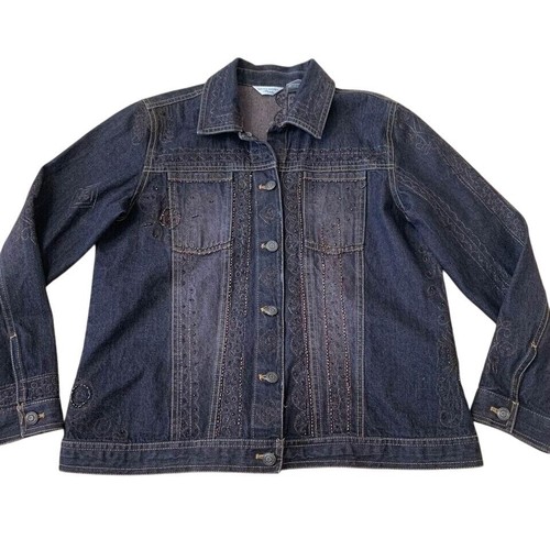 Laura Ashley Denim Jacket Women’s Size Medium Petite Vintage Patina Steam Punk