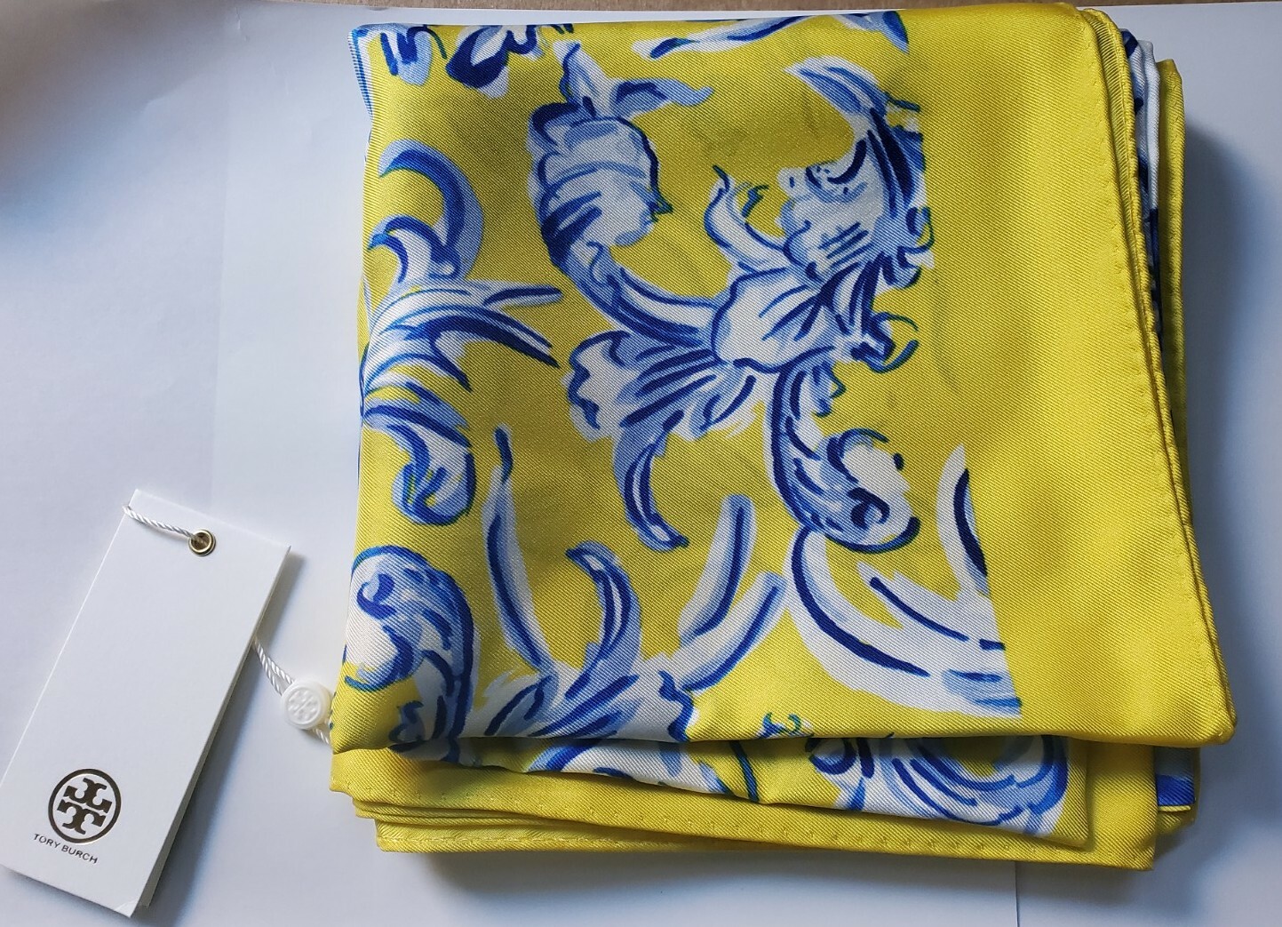 Tory Burch YELLOW SWIRL OVERSIZED SILK SQUARE SCARF (New)  $198 thumbnail 5