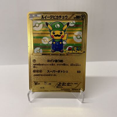 MARIO PIKACHU HP60 Gold Metal Pokémon Card-Collectible Gift Display ...