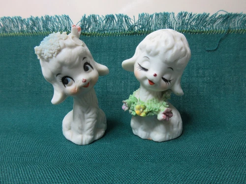 Vintage 1970s ARDCO Miniature Ceramic Lambs Figurines Pair