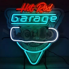 Neonetics 5HRGTL Handmade Light Hot Rod Garage Teal Neon Sign With Backing