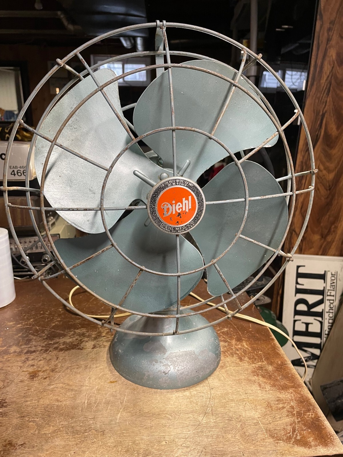 Vintage Diehl Blue Oscillating Electric Fan Fully Functional Check Details-image