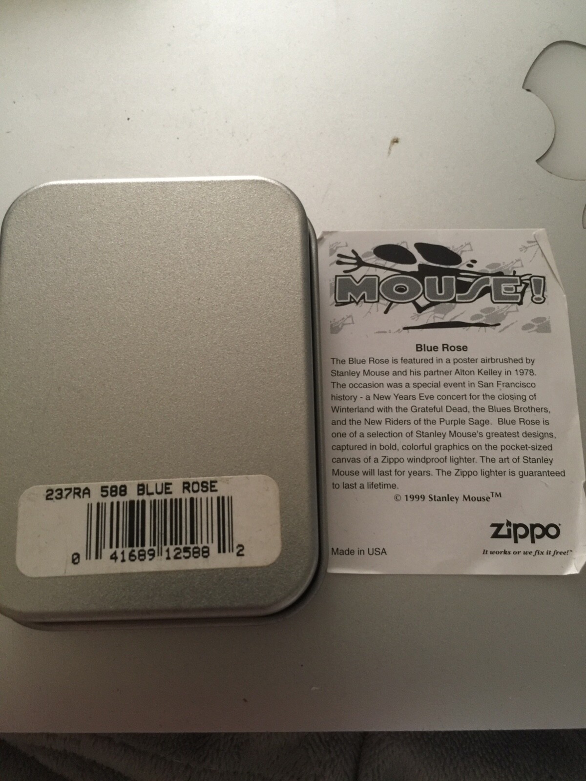 VINTAGE GRATEFUL DEAD STANLEY MOUSE BLUE ROSE ZIPPO LIGHTER eBay