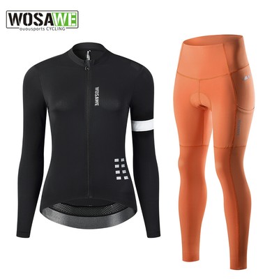 WOSAWE Women Cycling Set Breathable Jerseys Bike Riding Padded Tights Sportswear