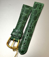 DeBeer PARIS 18 x 14 Watch Strap Genuine Crocodile Green Shiny Gloss Handmade
