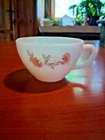 Vintage Fire King Pink Fleurette Tea Cup. Milk Glass. Anchor Hocking