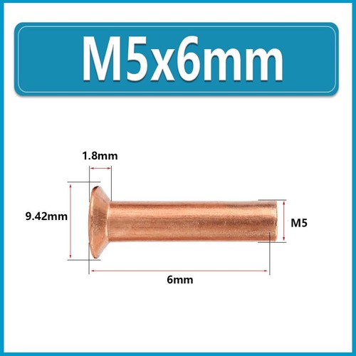 Solid Copper Countersunk Head Rivets 2mm 2.5mm 3mm 4mm 5mm 6mm 8mm DIN 661 Rivet - Picture 51 of 82