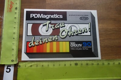 Alter Aufkleber Audio Video Musik Kassetten Cassettes PDMagnetics Crolyn DU PONT